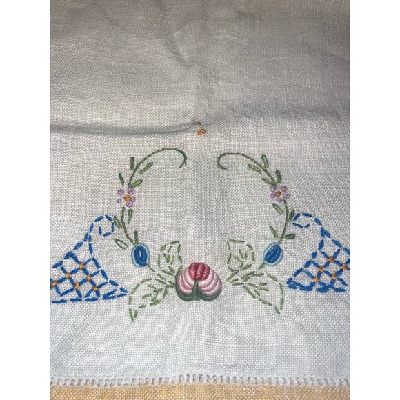Vintage Linen Kitchen Tea Towel Hand Stitched Cottagecore Country Farmhouse - Picture 3 of 8